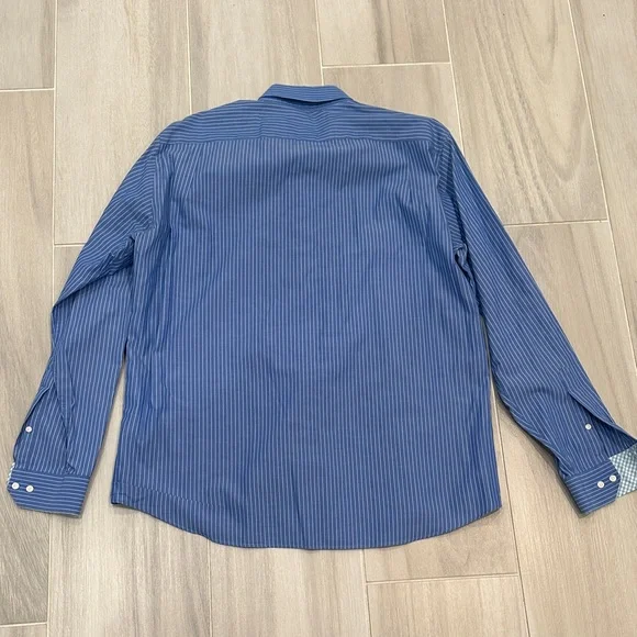 Ben Sherman Large 16.5 34-35 Blue Striped Button Down Shirt - Picture 8 of 10